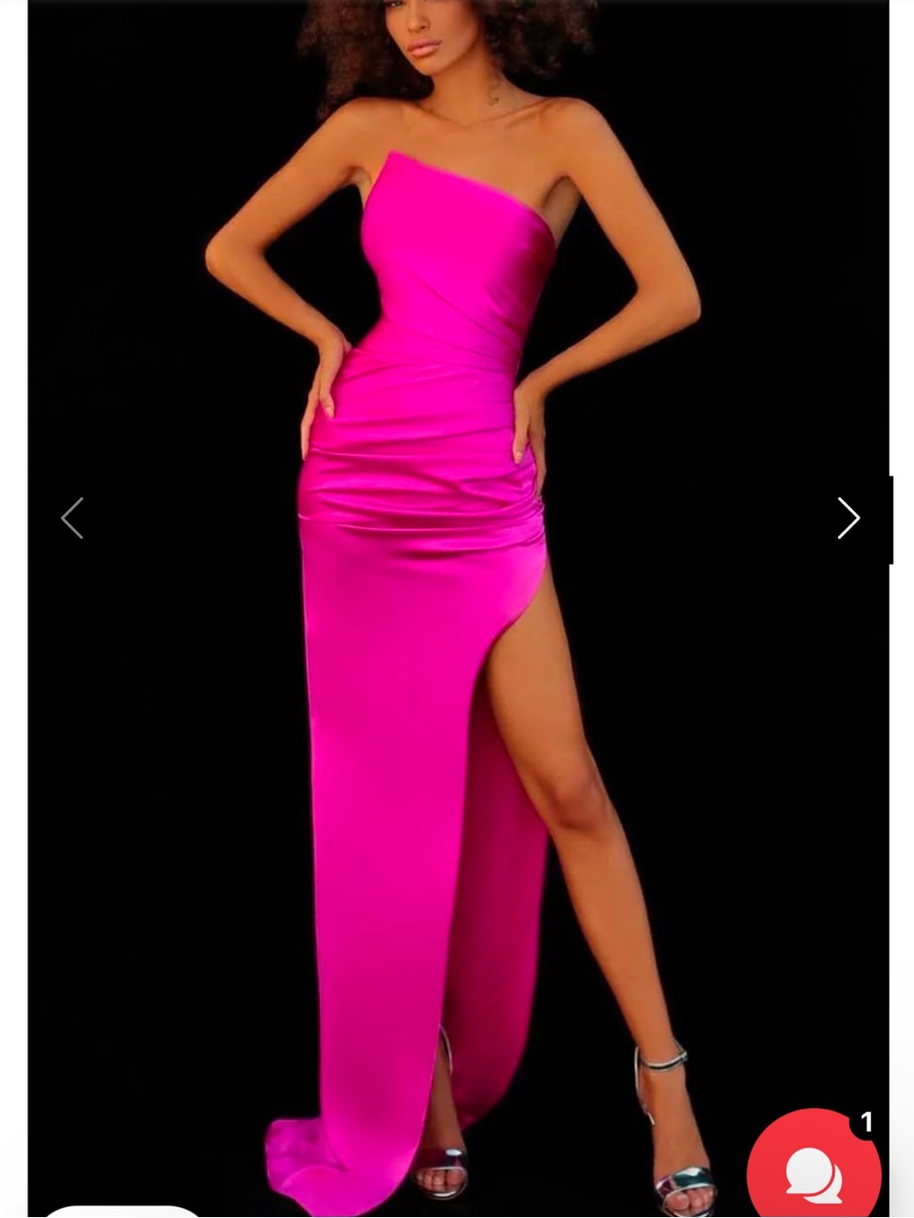 Tarik Ediz US 14 51147 Asymmetrical Bodice Slit Gown Fuchsia Pink Evening Party
